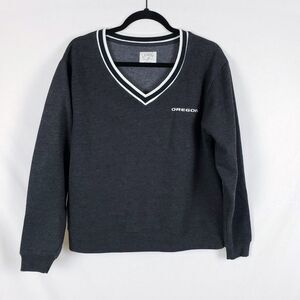 League Pullover Sweatshirt Oregon Preppy Criquet Tennis Womens M Gray Oversized